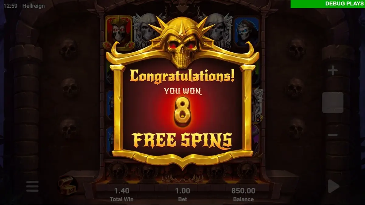 Hellregin Scatter Magnet slot game interface with demonic underworld theme